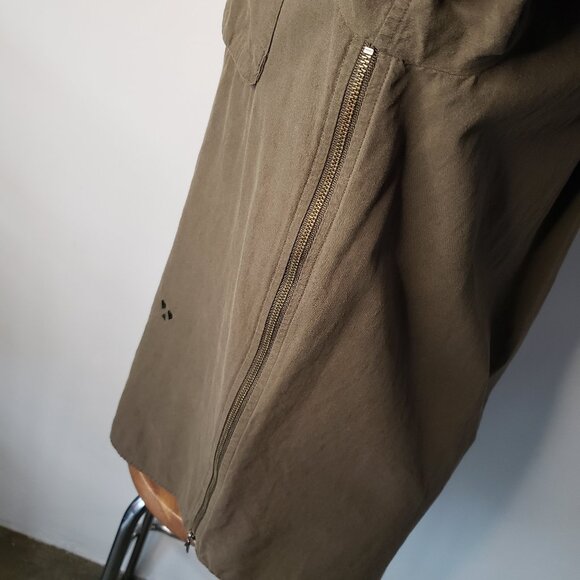 Olive Army Green AR Aloha Rag 3/4 Length Sleeve Button Up Shirt Side Zips - Picture 7 of 16